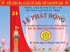 TRƯỜNG MẦM NON KỲ TRINH TỔ CHỨC LỄ PHÁT ĐỘNG ỦNG HỘ NHÂN DÂN CÁC TỈNH PHÍA BẮC BỊ THIỆT HẠI DO BÃO SỐ 3